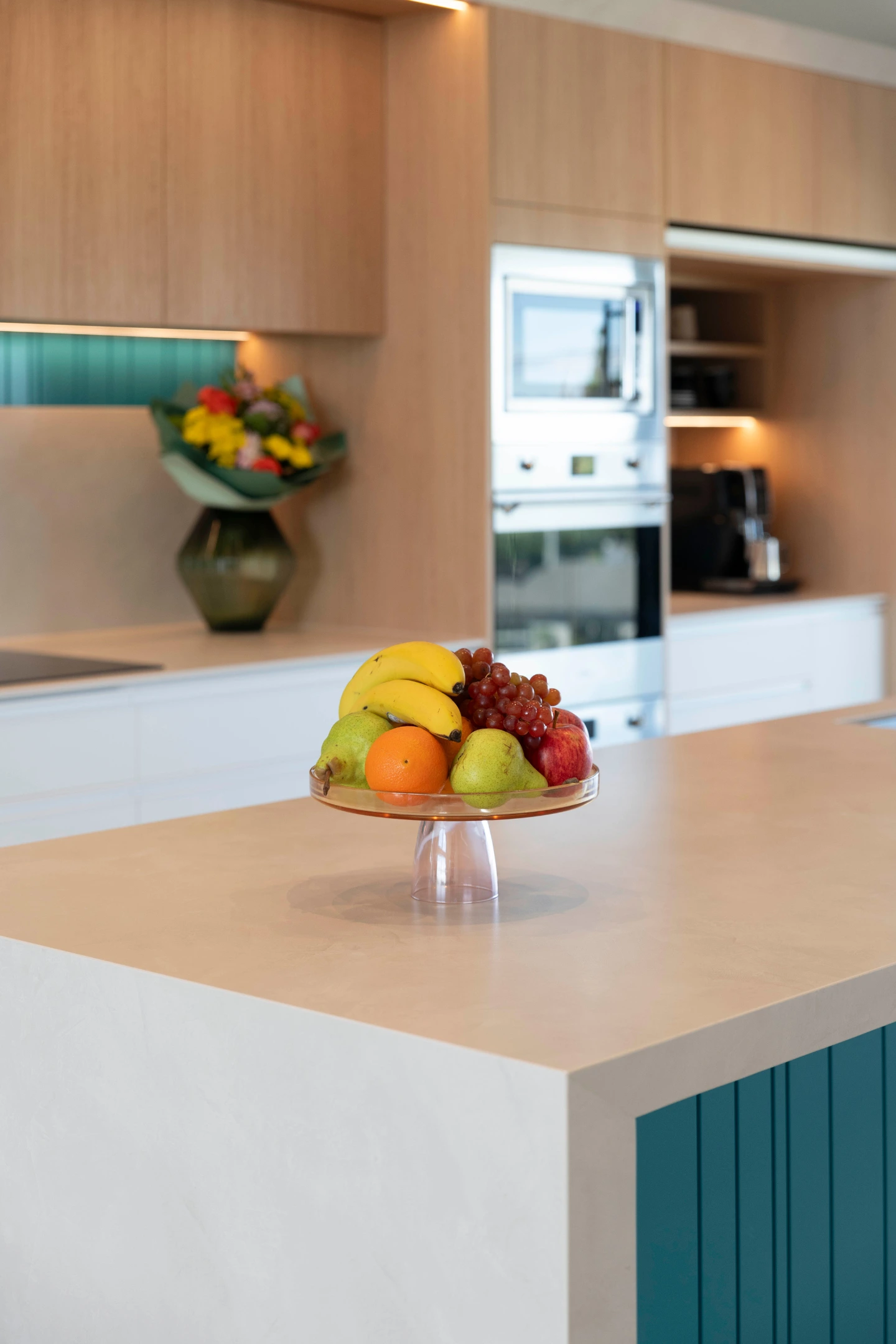 luxury-kitchen-servery-pantry Luxury kitchen with white stone benchtops and entertainment servery pantry